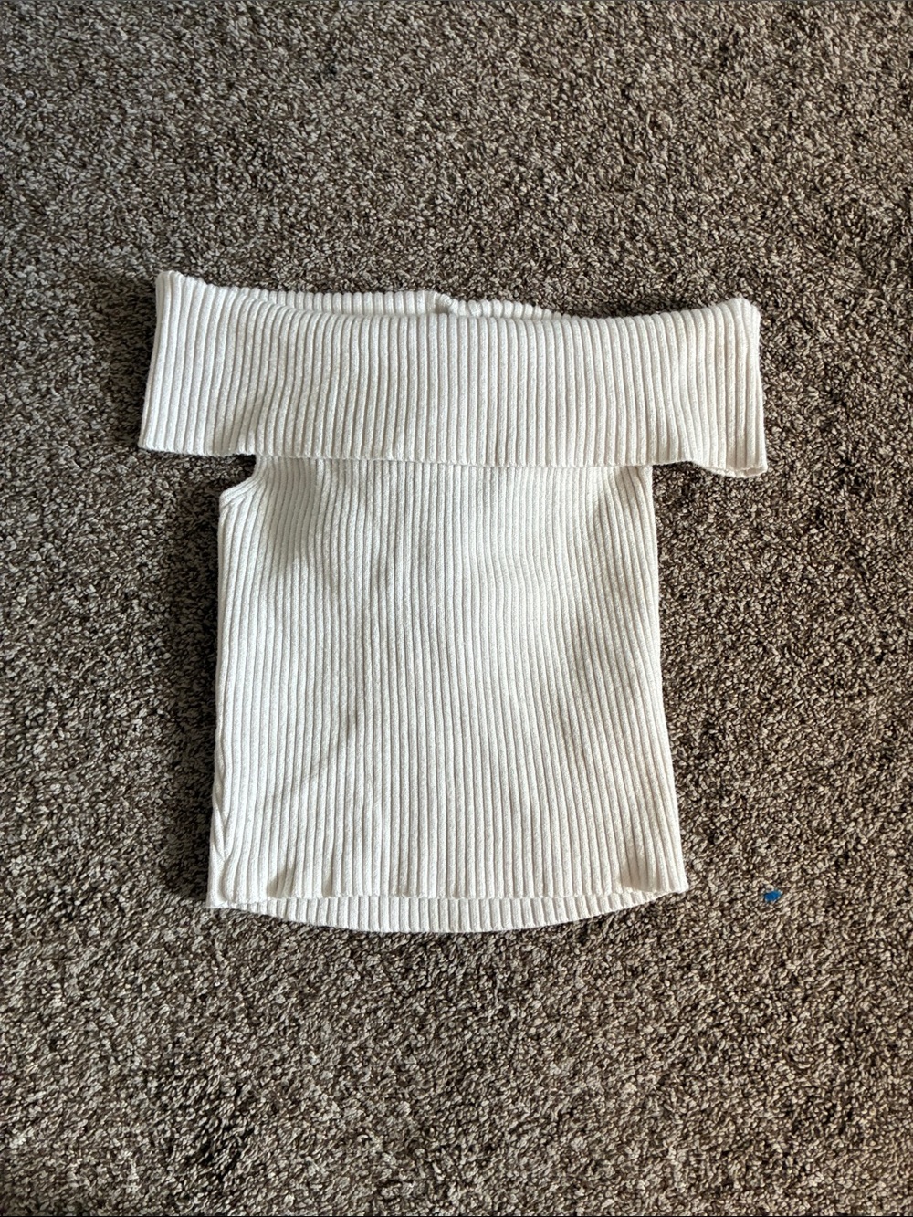Forever 21 Off-Shoulder Ribbed Knit Camisole in Cream